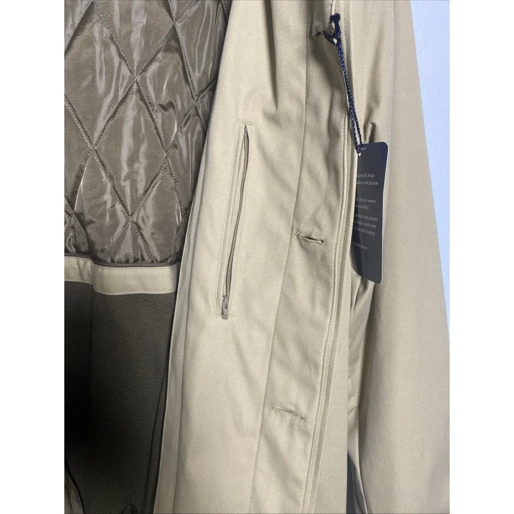 STAFFORD All Weather Poplin Car Coat Zip-Out Liner Tan Men's XL Long NEW ret$180